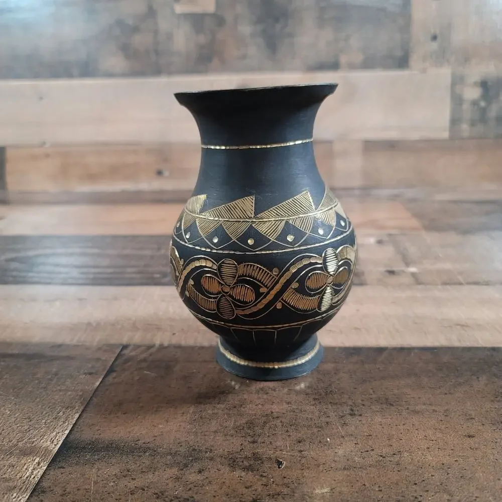Vintage Unique Etched Blackened Brass 6